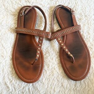 5 for $25! Paige Delia Brown Leather Sandals